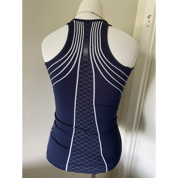 Athleta Finish Fast Line Tank Top In Blue Size XS Seamless Fitted - Picture 4 of 8